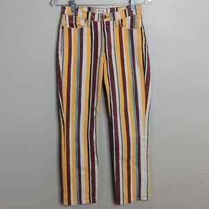 FRAME Le High Straight-Leg Jeans in Painterly Stripe Size 25